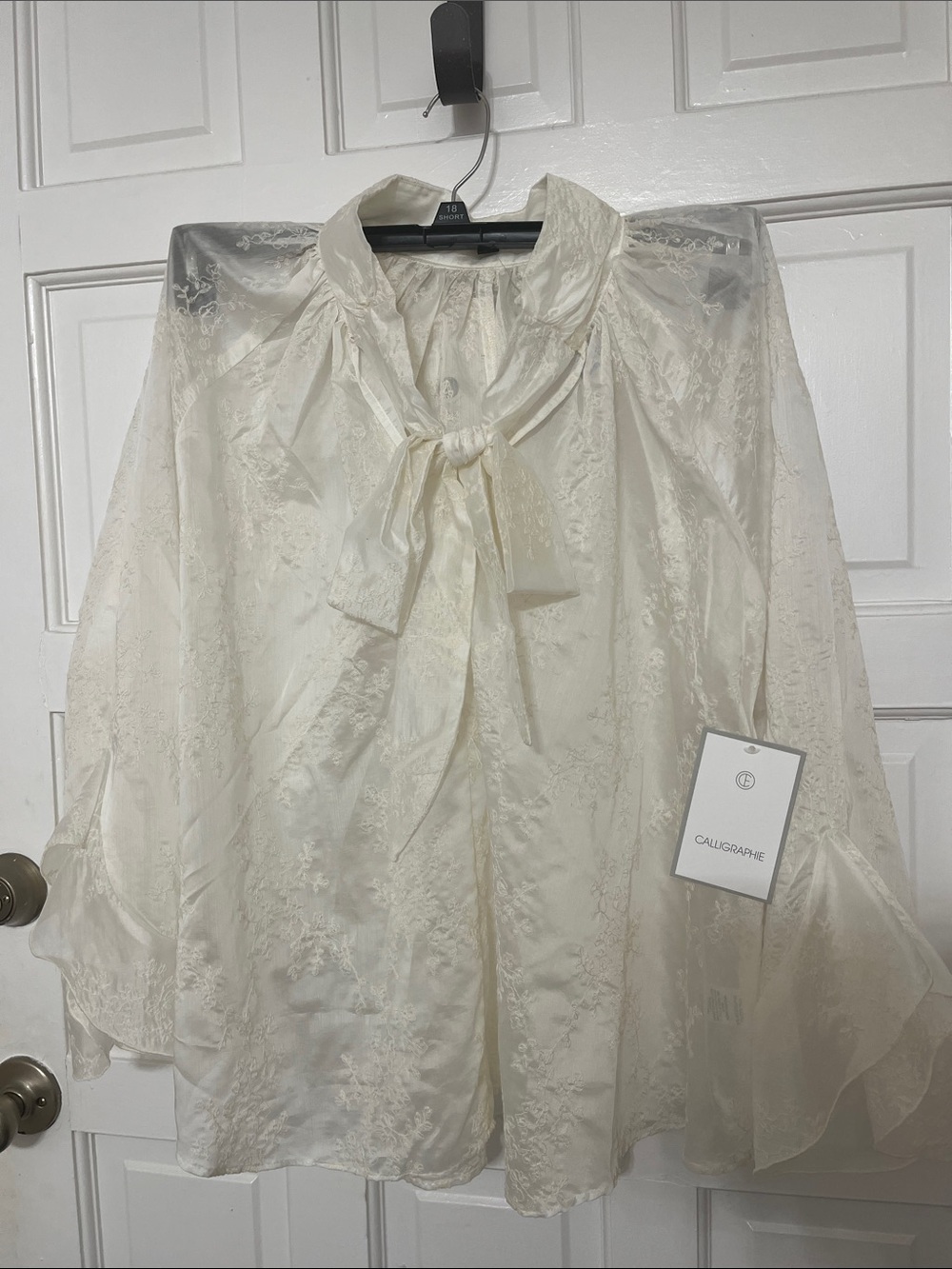 CALLIGRAPHIE Women's Cream Tie-Neck Blouse